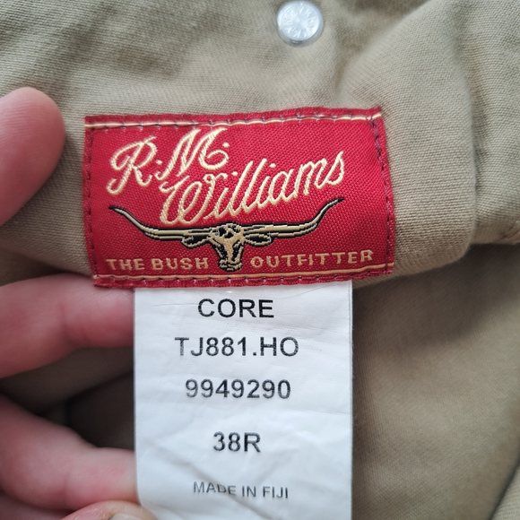 RM Williams Mens light Tan Cotton core straight leg high rise Trousers Size 38R - Picture 15 of 16